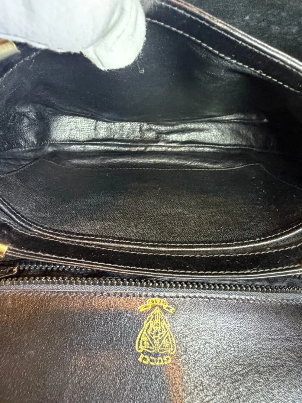 Vintage Gucci Black Box Calf Leather Saddle Shoulder Bag